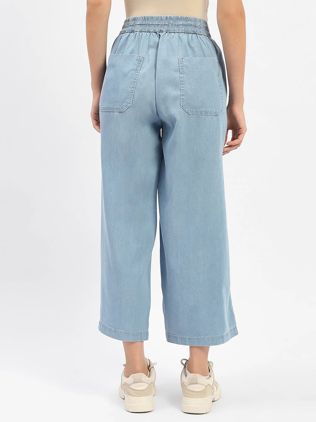 Madame Wide Leg Cropped Light Blue Denim - Image 3