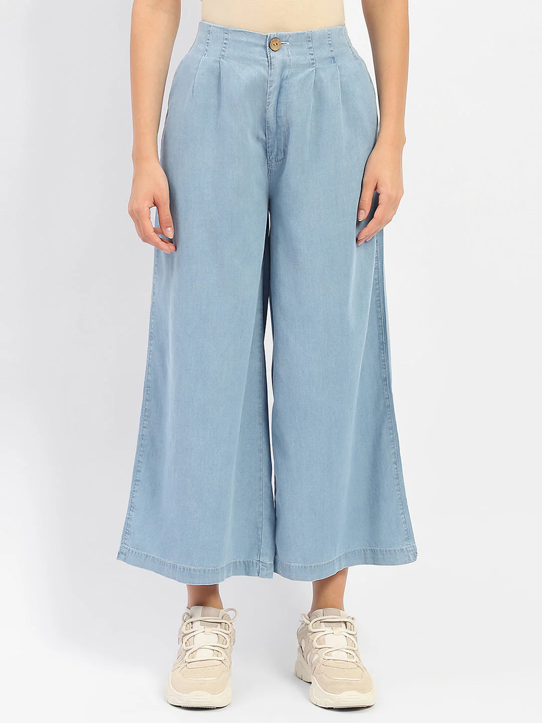 Madame Wide Leg Cropped Light Blue Denim - Image 4