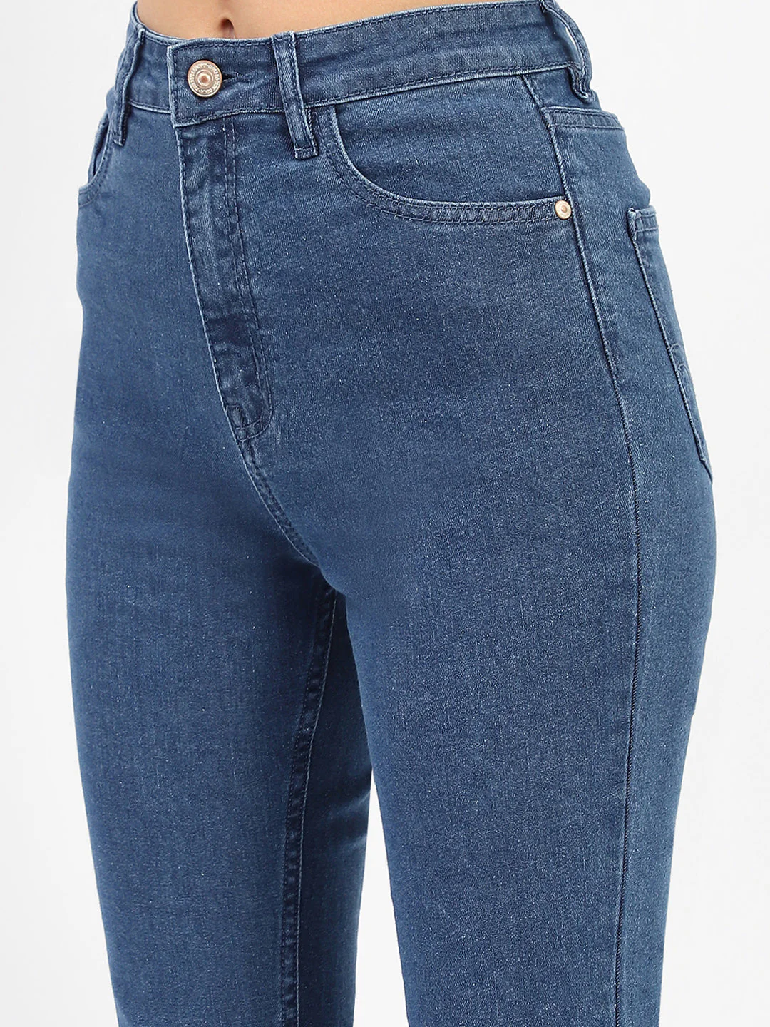 Madame Solid Blue Slim Fit Jeans - Image 2