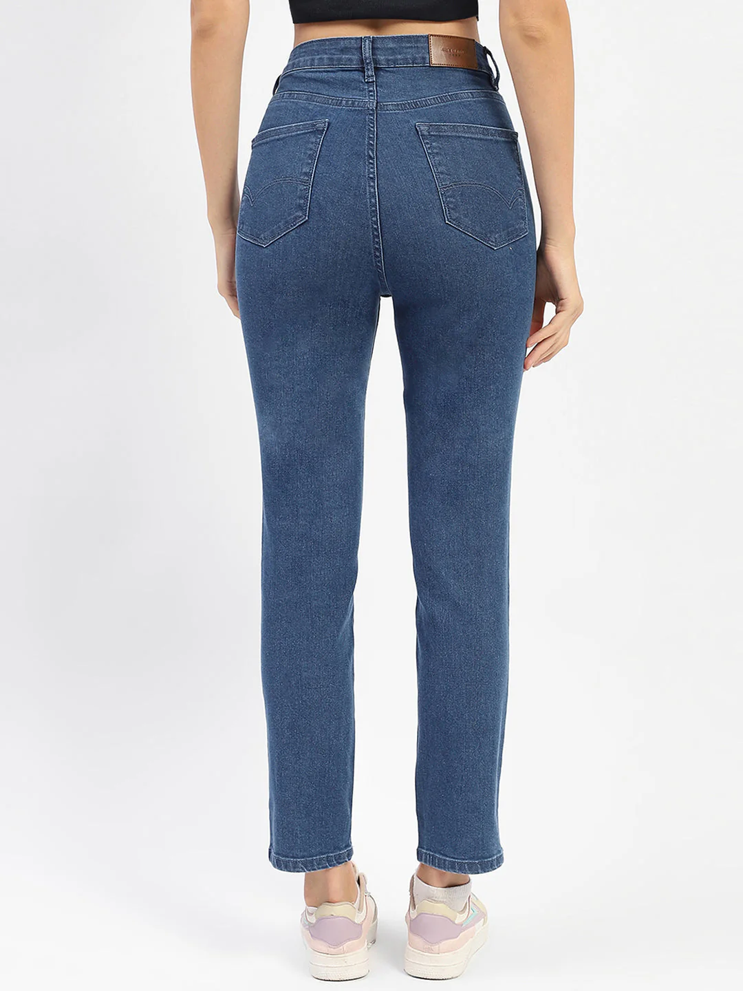 Madame Solid Blue Slim Fit Jeans - Image 3