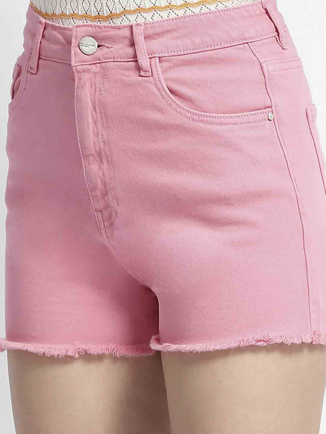 Madame Pink Mid Rise Raw Hem Shorts - Image 6