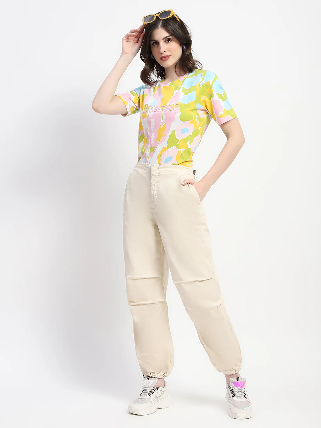 Madame Relax Fit Off White Cotton Joggers - Image 2