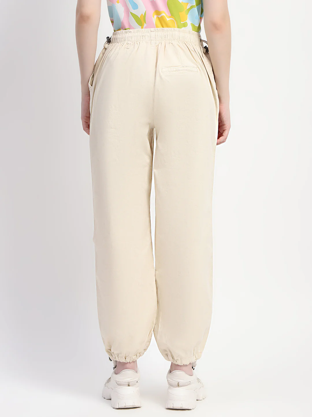 Madame Relax Fit Off White Cotton Joggers - Image 5