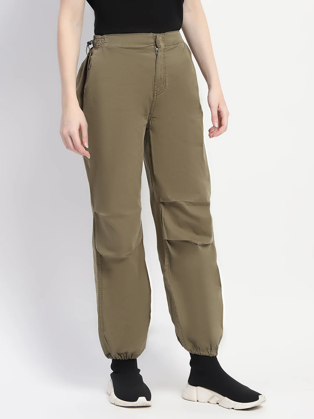 Madame Relax Fit Olive Cotton Joggers - Image 3