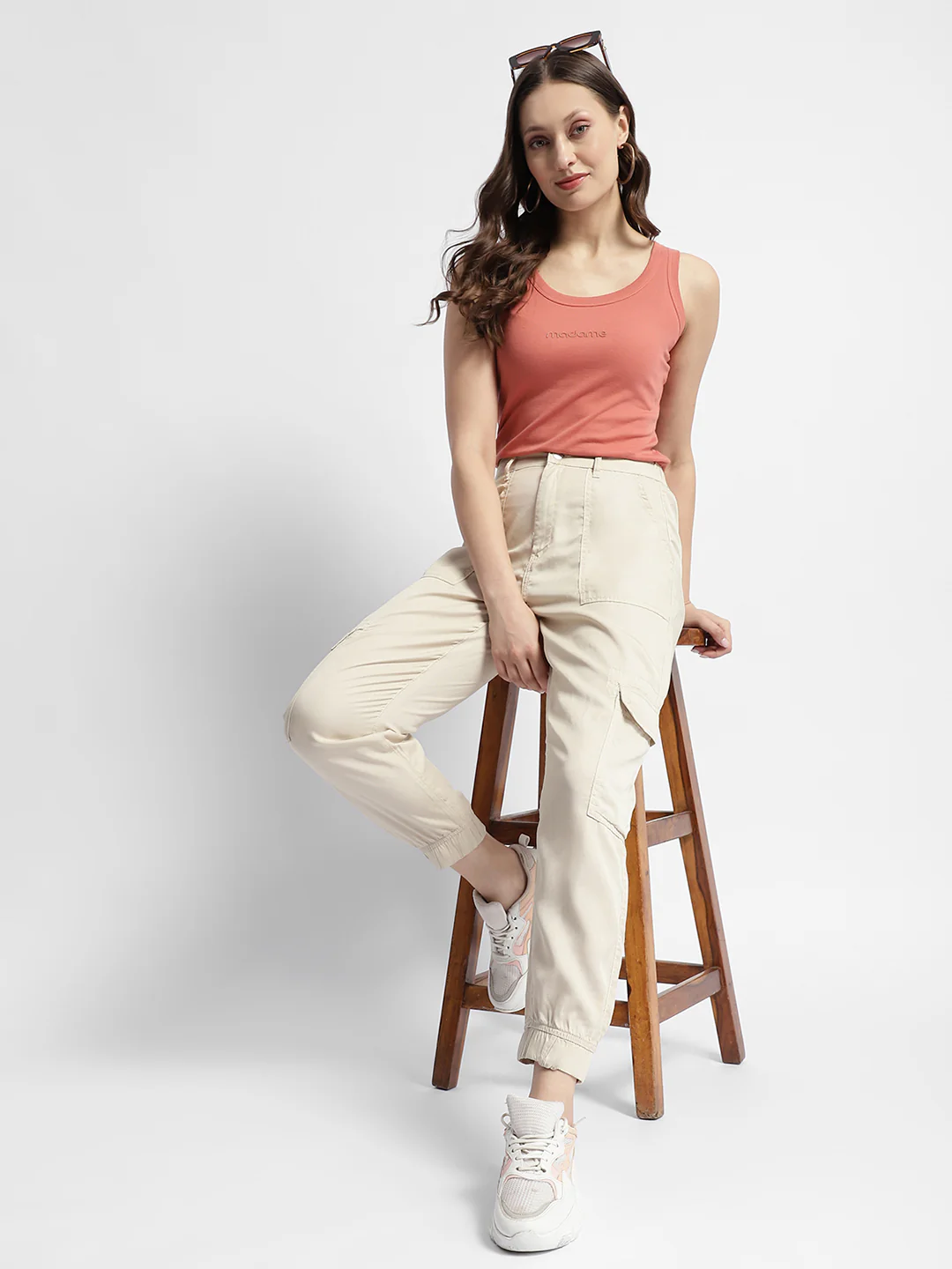 Madame Off-White Tapered Fit Mid-Rise Joggers - Image 2