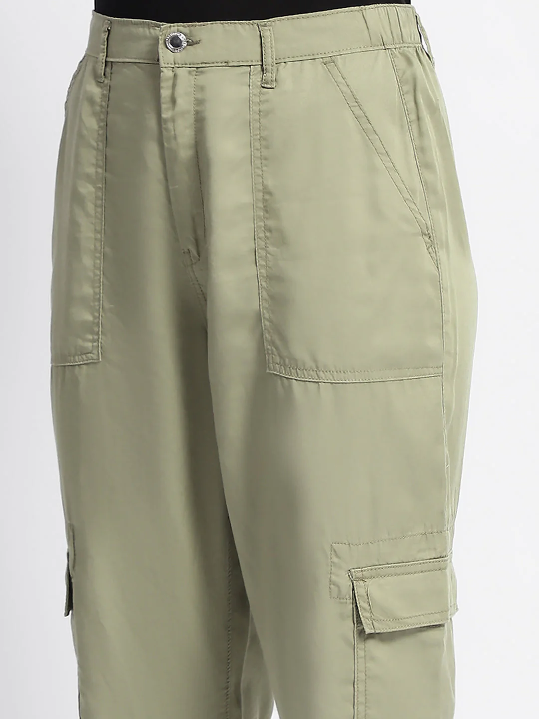 Madame Tapered Fit Olive Green Mid Rise Cargo Joggers - Image 2