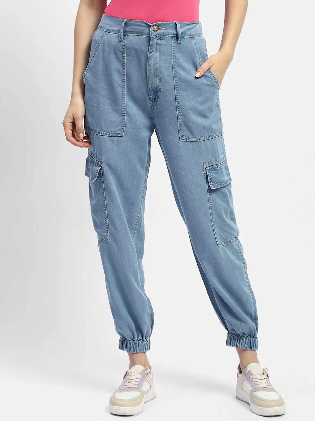 Madame Solid Light Blue Jogger - Image 3