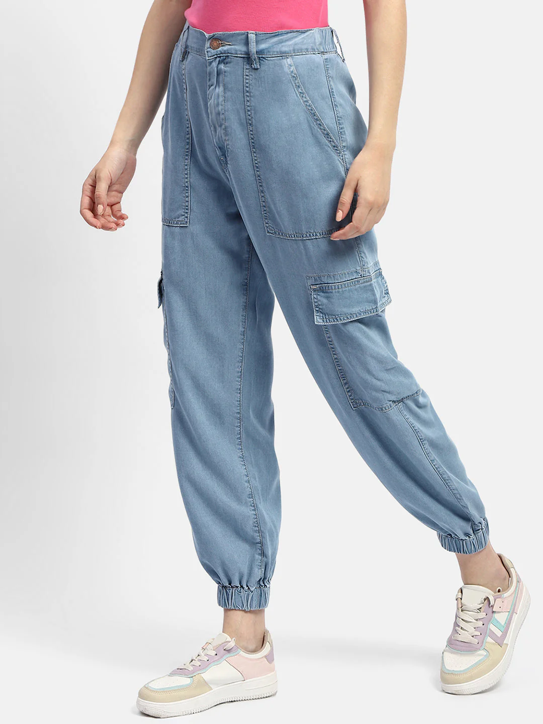 Madame Solid Light Blue Jogger - Image 4