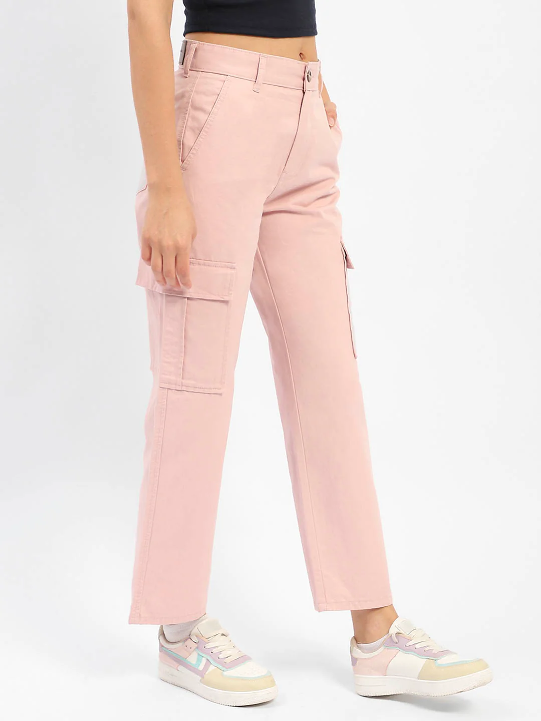 Madame Solid Pink Cargo Jeans - Image 3