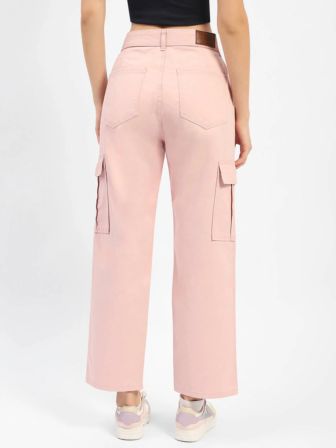 Madame Solid Pink Cargo Jeans - Image 5