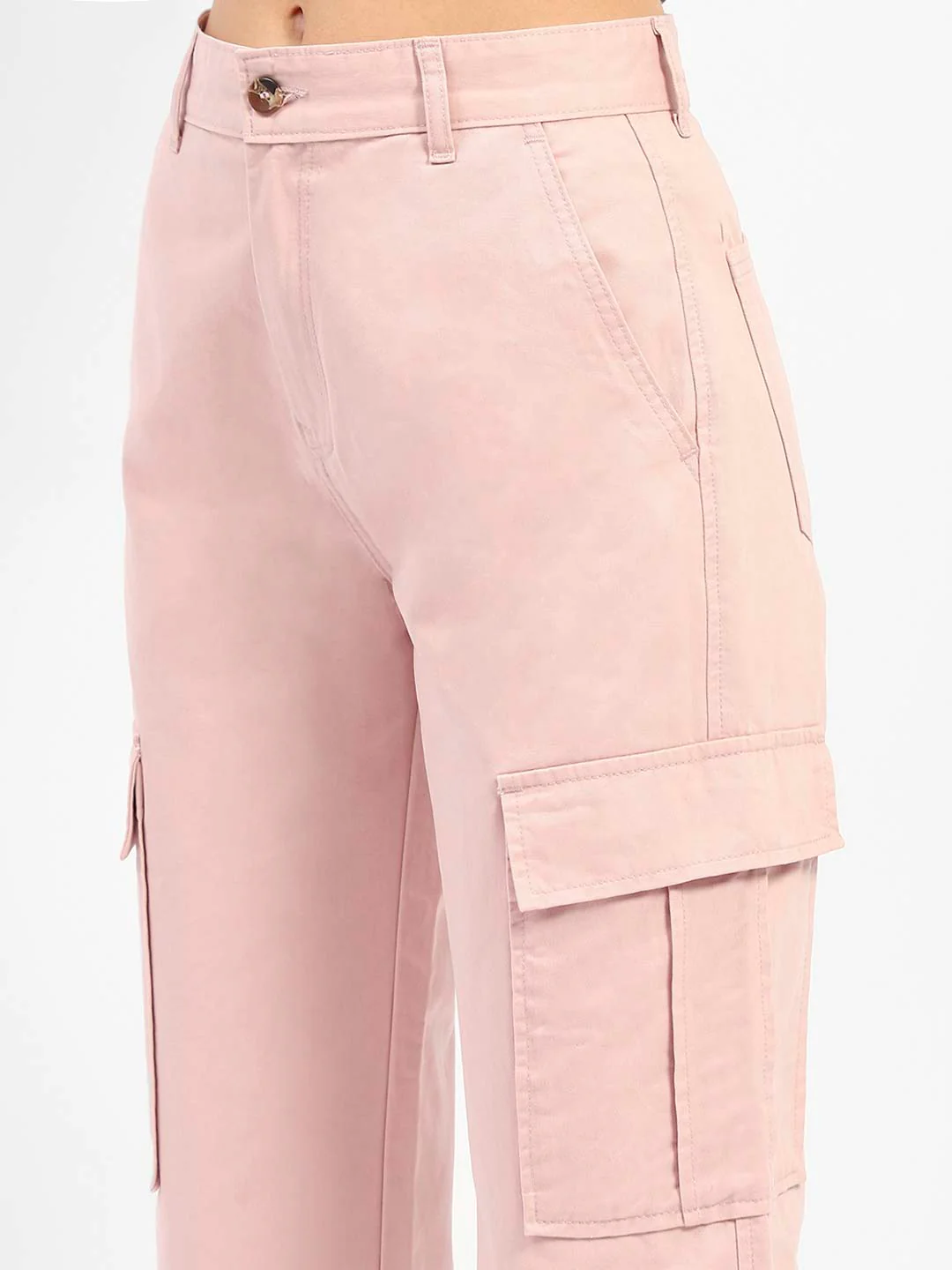 Madame Solid Pink Cargo Jeans - Image 6