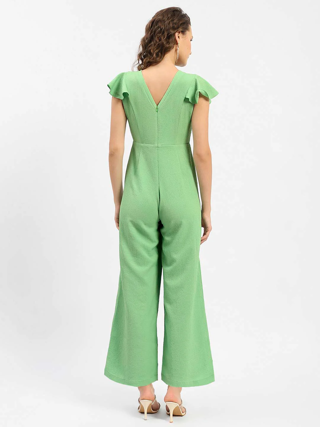 Madame Surplice Neck Apple Green Jumpsuit - Image 6