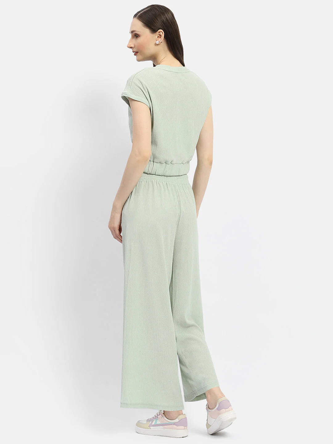 Madame Textured Mint Green Knotted Co-Ord Set - Image 4