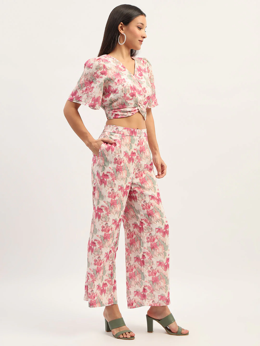 Madame Floral Print Off White Co-Ord Set - Image 4