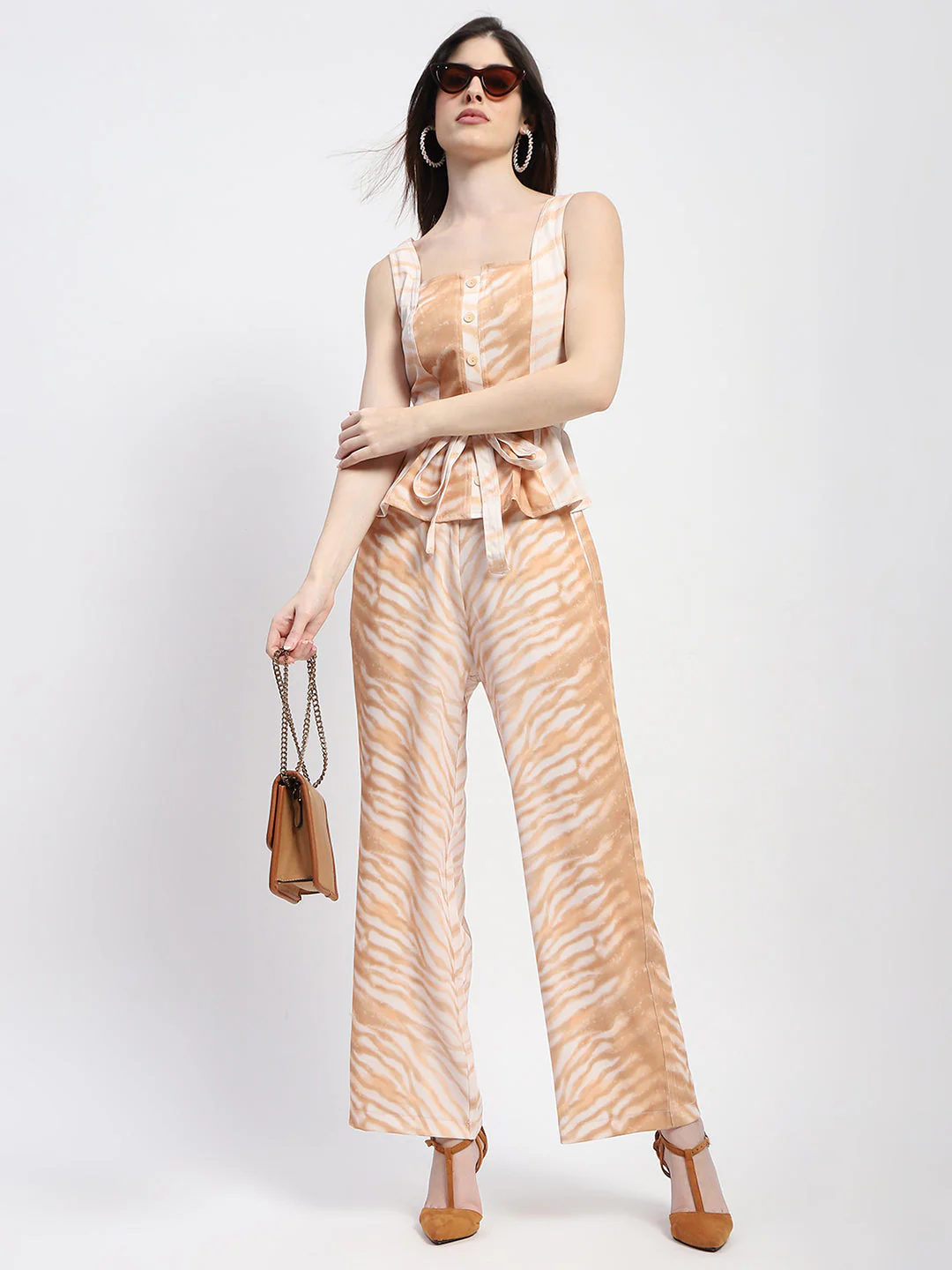 Madame Zebra Print Tan Co-ord Set