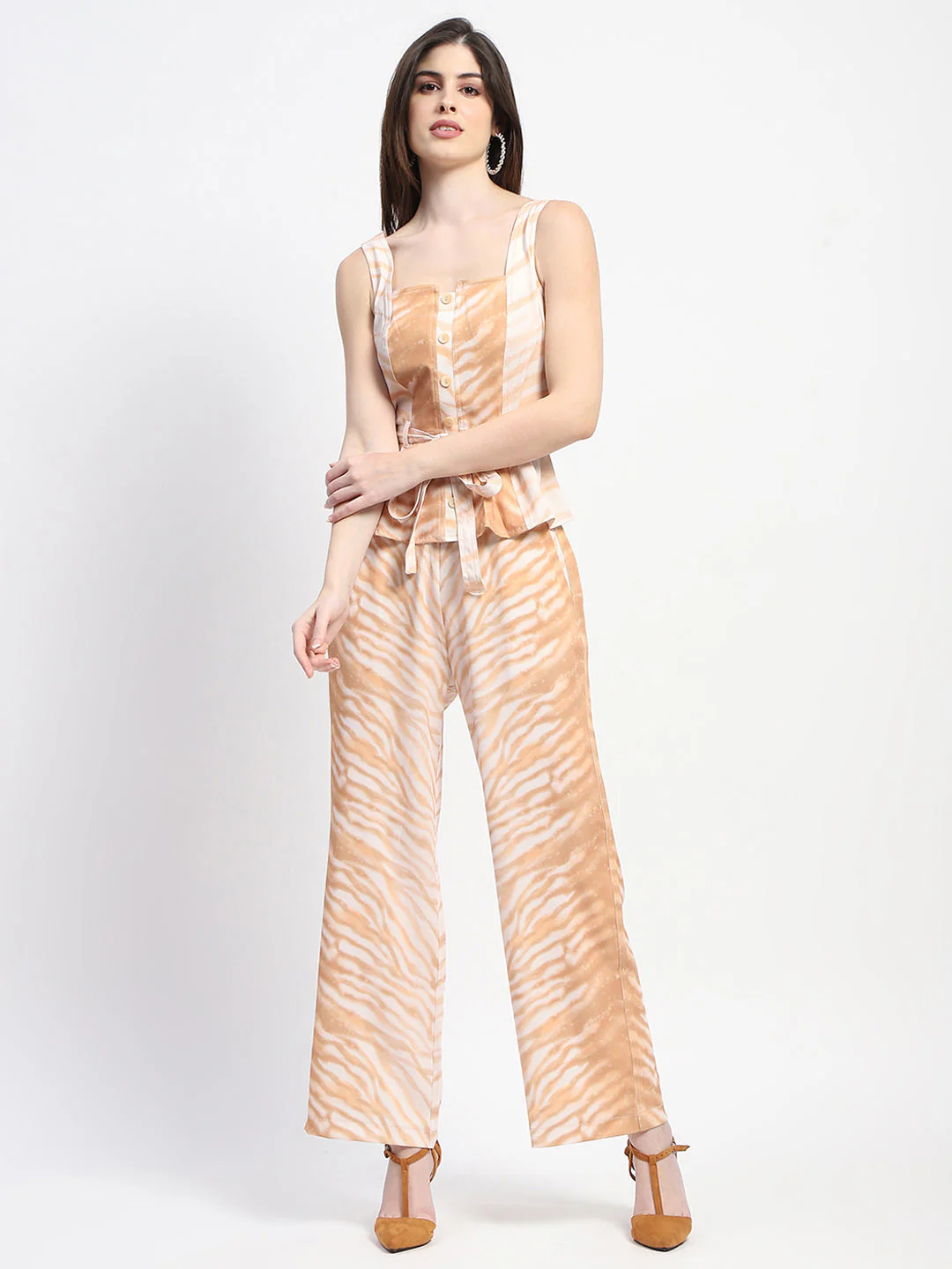 Madame Zebra Print Tan Co-ord Set - Image 2