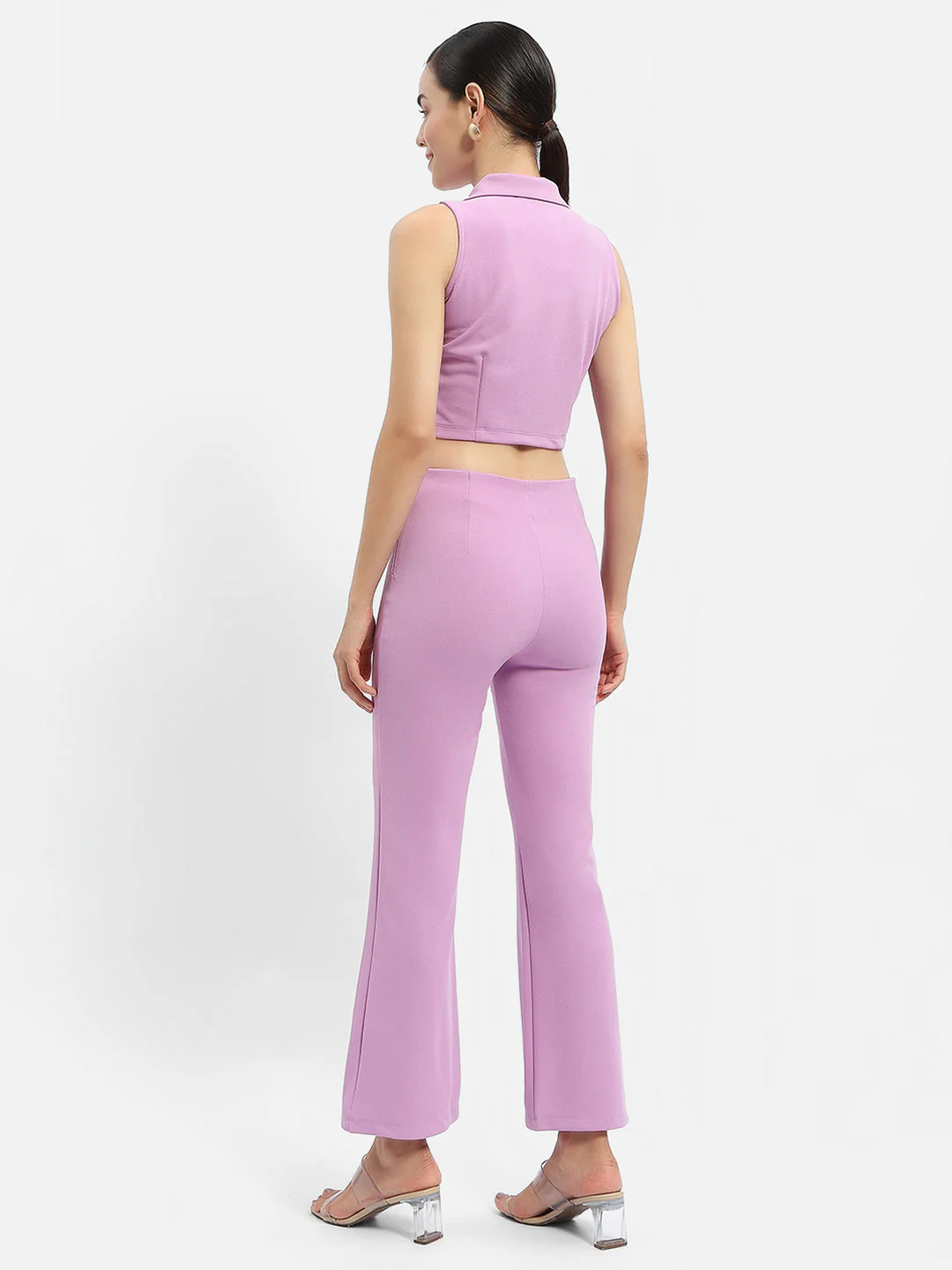 Madame Solid Print Purple Two-Piece Co-Ord Set - Image 3