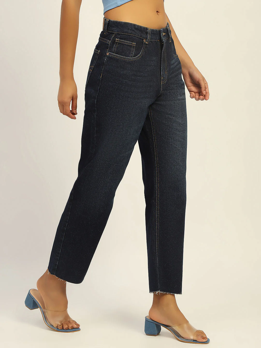 Madame Blue Loose Fit Cotton Jeans - Image 3