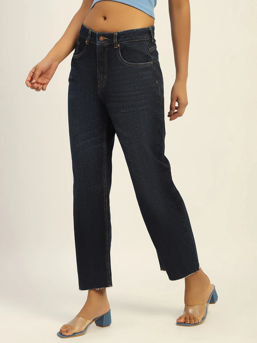 Madame Blue Loose Fit Cotton Jeans - Image 4