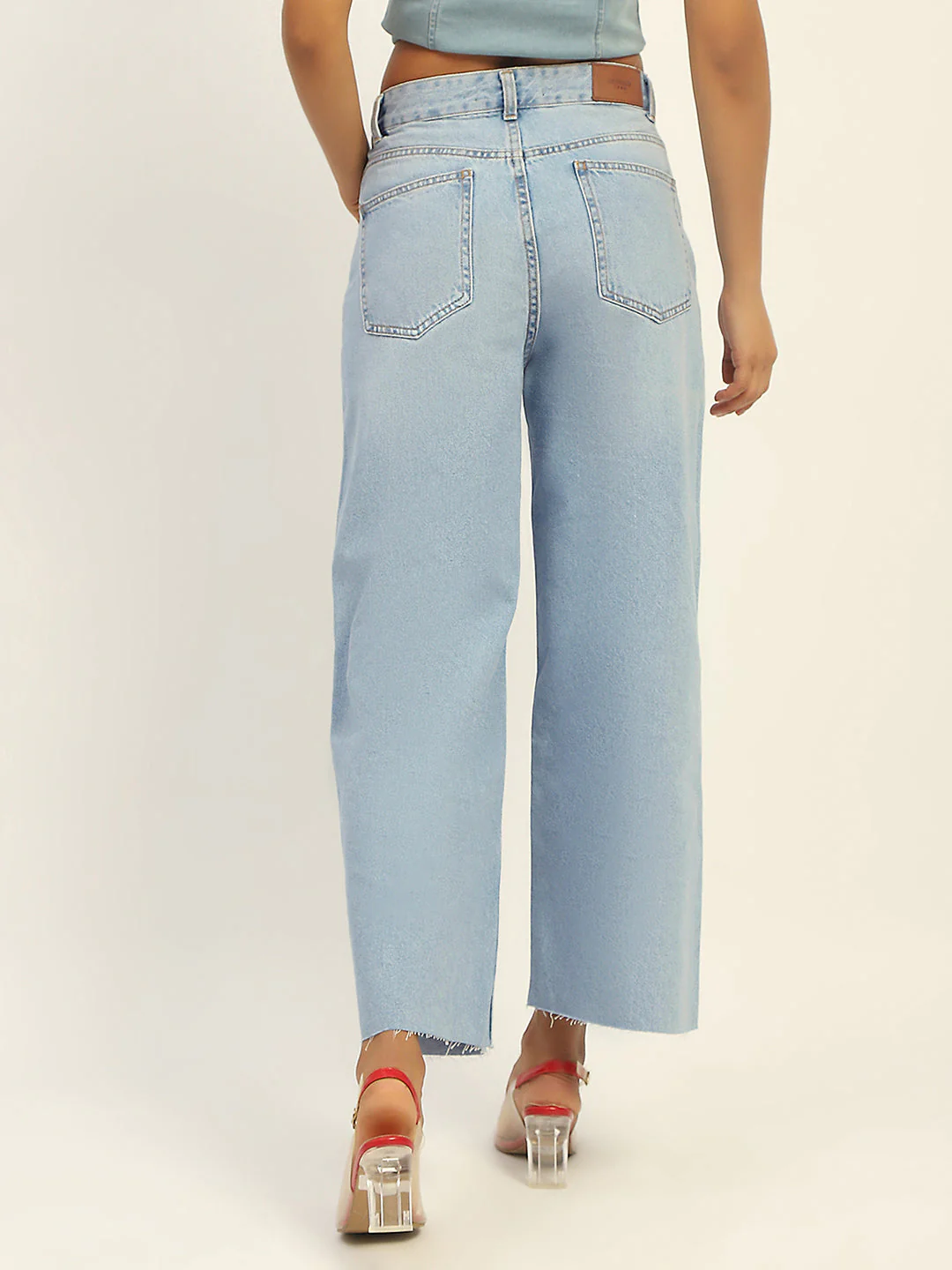 Madame Mid Rise Solid Ice Blue Jeans - Image 5