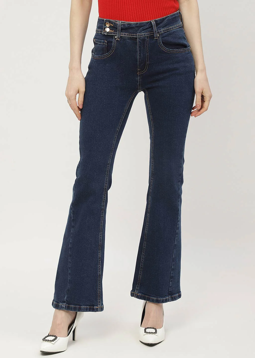 Madame Cut Seam Carbon Blue Flared Jeans - Image 2