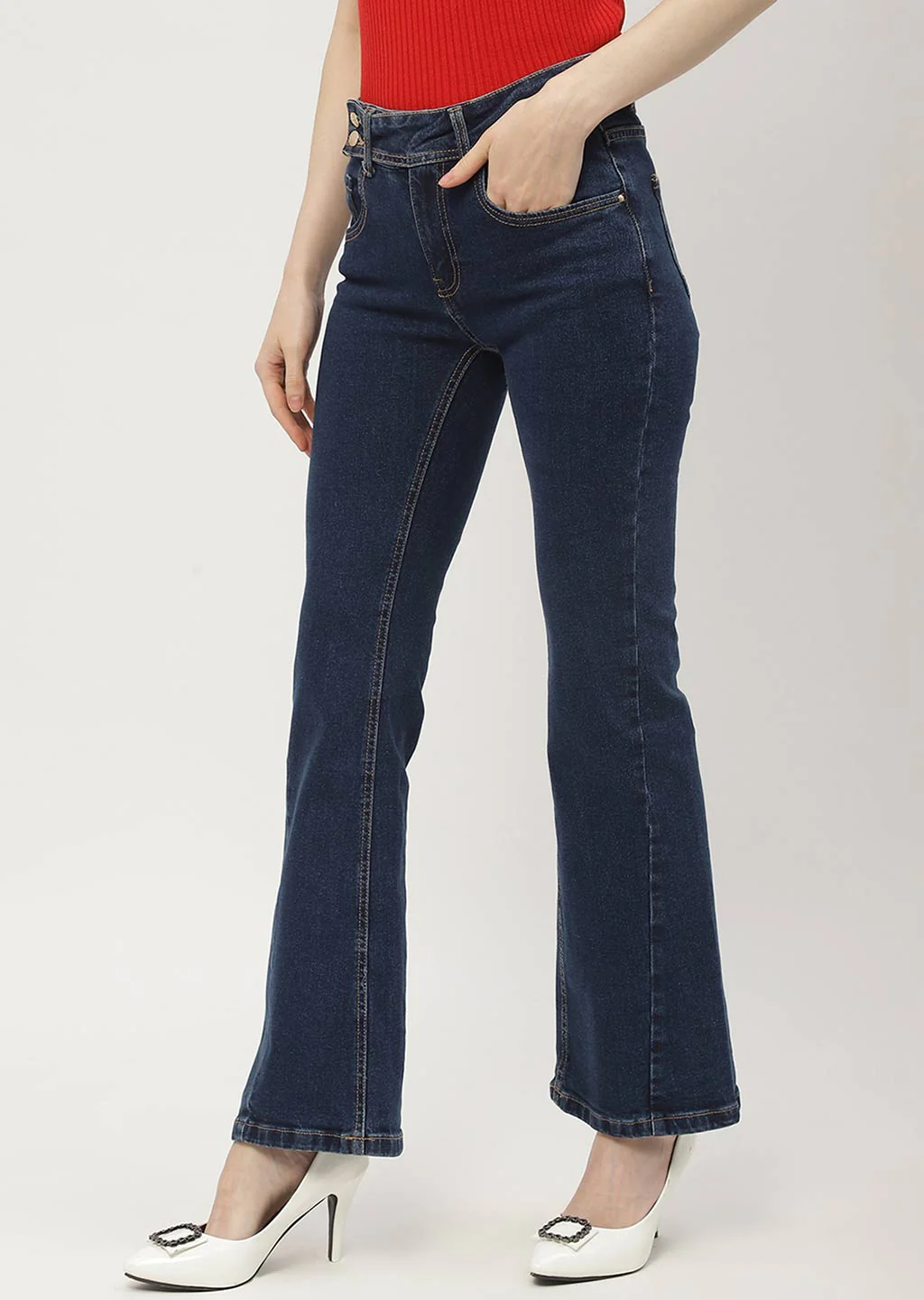 Madame Cut Seam Carbon Blue Flared Jeans - Image 4