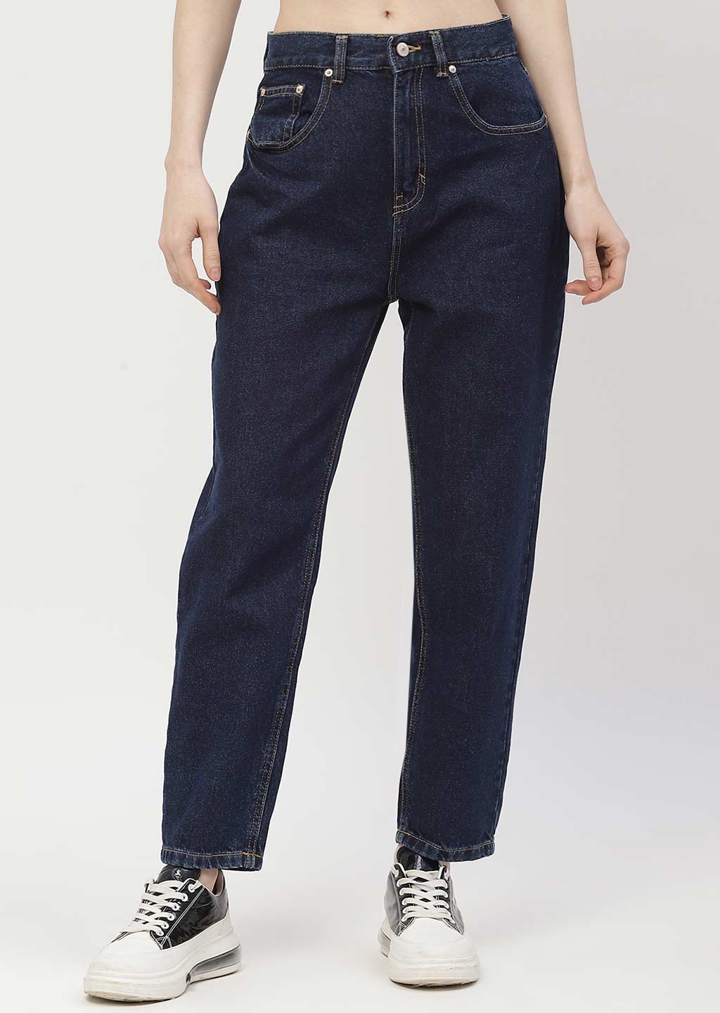 Madame Low Rise Dark Blue Mom Fit Jeans - Image 3