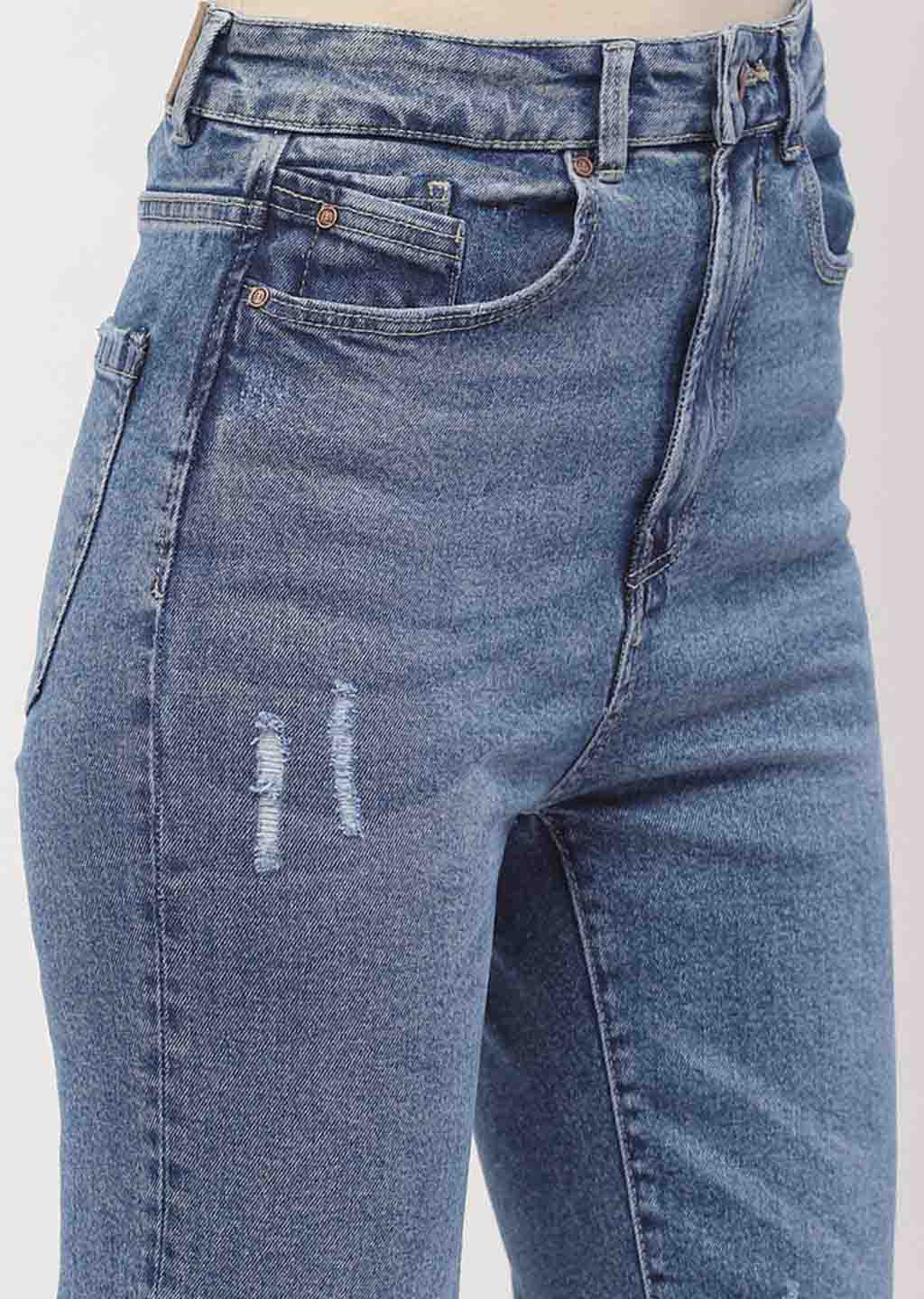Madame Light Distressed Mid Blue Slim Fit Jeans - Image 6