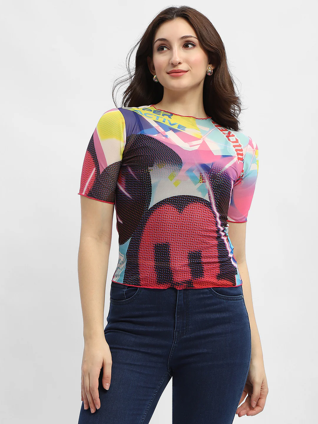 Madame Disney Lettuce Hem Red Mesh Top - Image 4