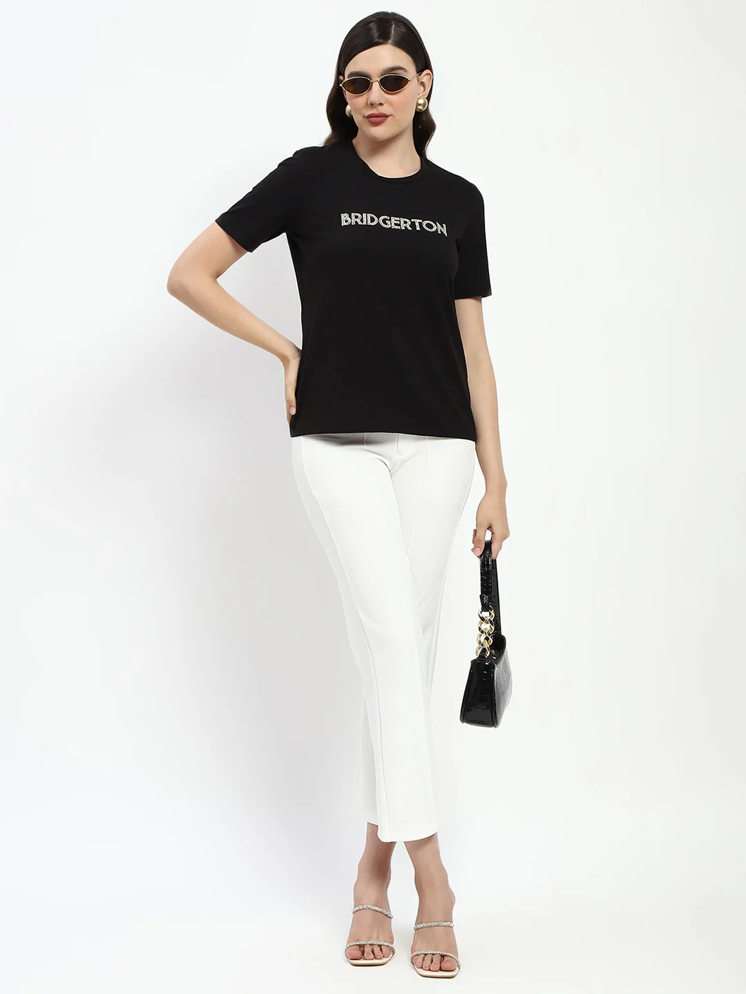 Madame Bridgerton Crystal Embellished Black T-Shirt - Image 2