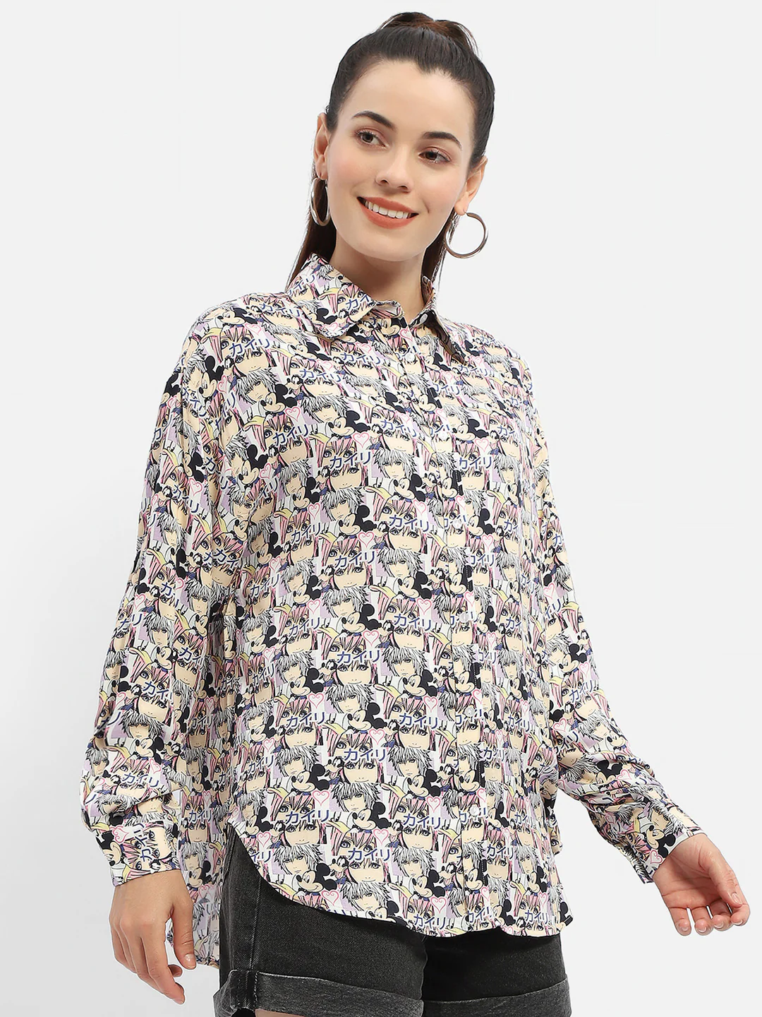 Madame Disney Mickey Mouse Print Mauve Shirt - Image 3