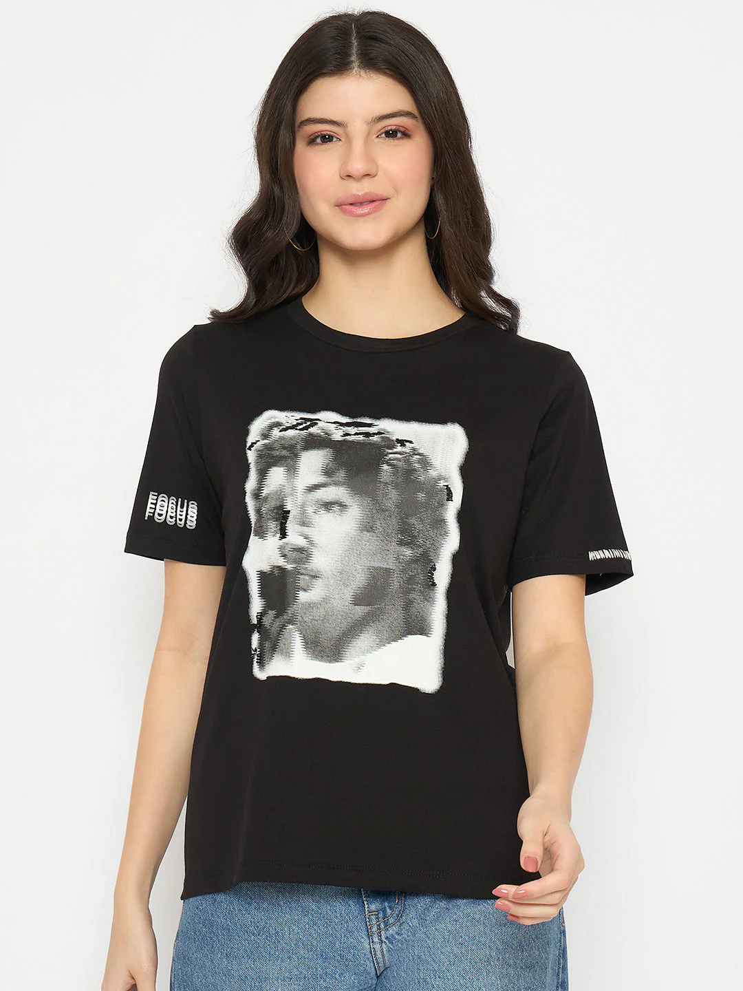 Madame Graphic Print Black Cotton T-shirt - Image 3