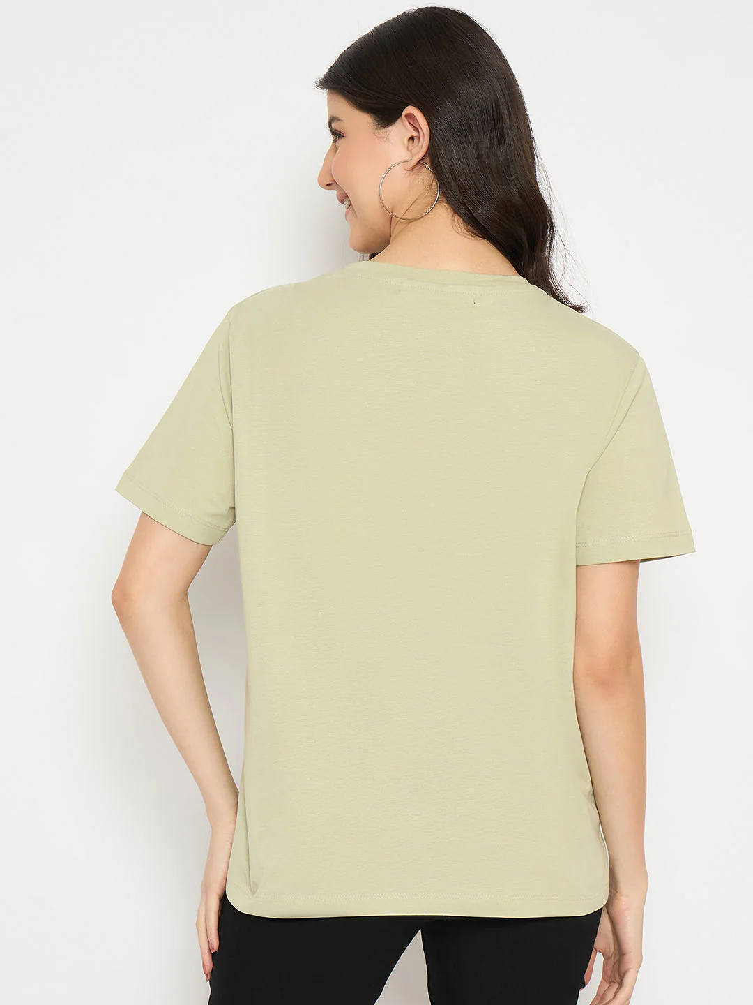 Madame Printed Pear Green Cotton T-shirt - Image 6
