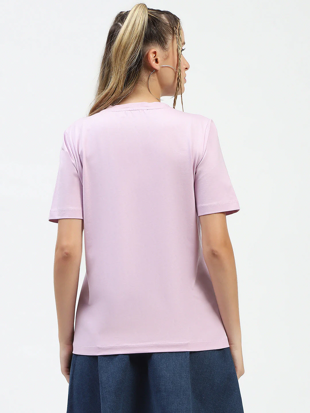 Madame Lilac Cotton Graphic Print T-Shirt - Image 6