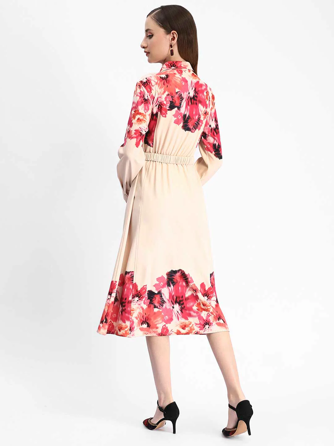 Madame Floral Printed Button Down Shirt A-Line Dress - Image 6