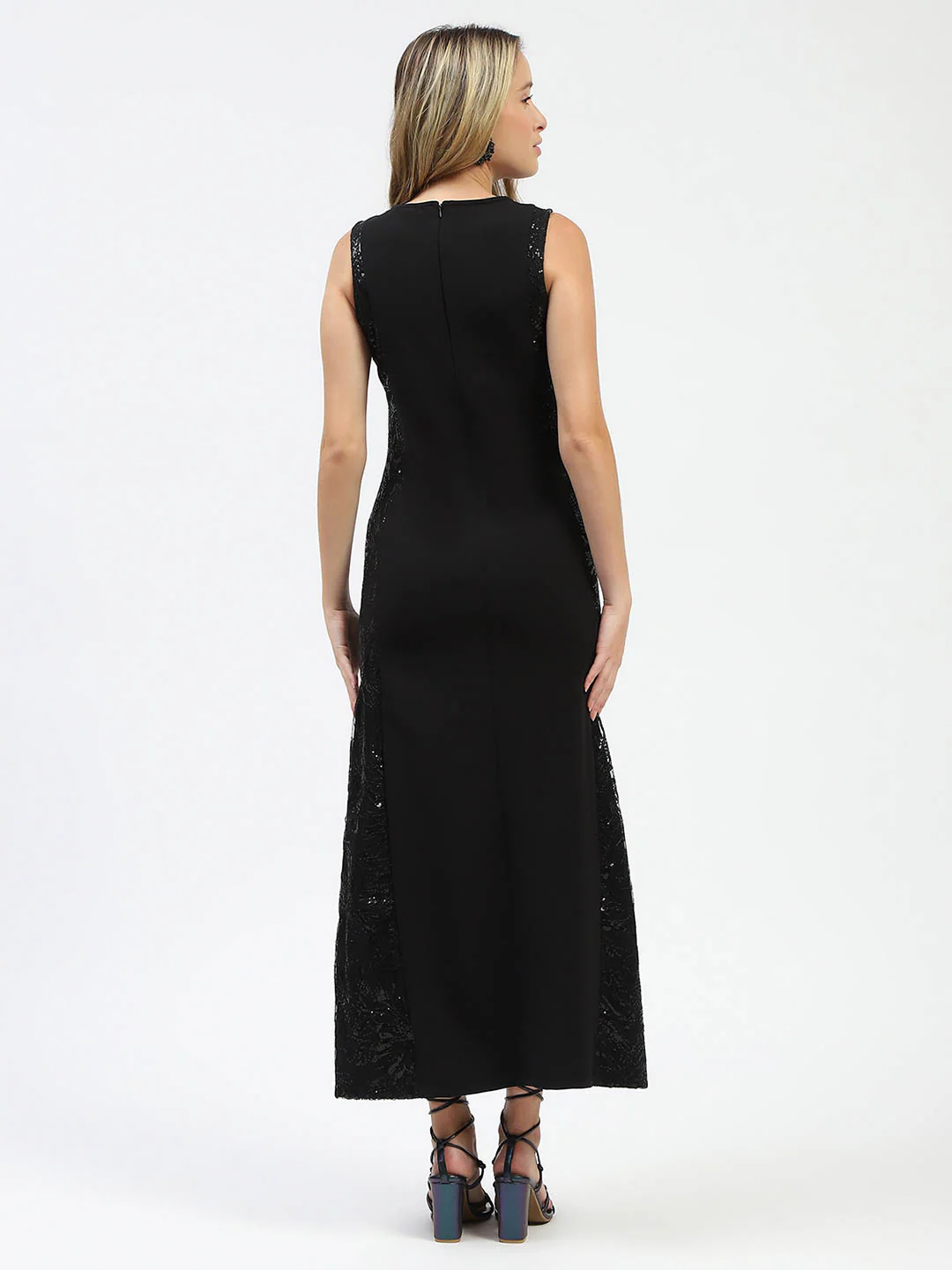 Madame Black Sequin Detailing Sleeveless Dress - Image 5