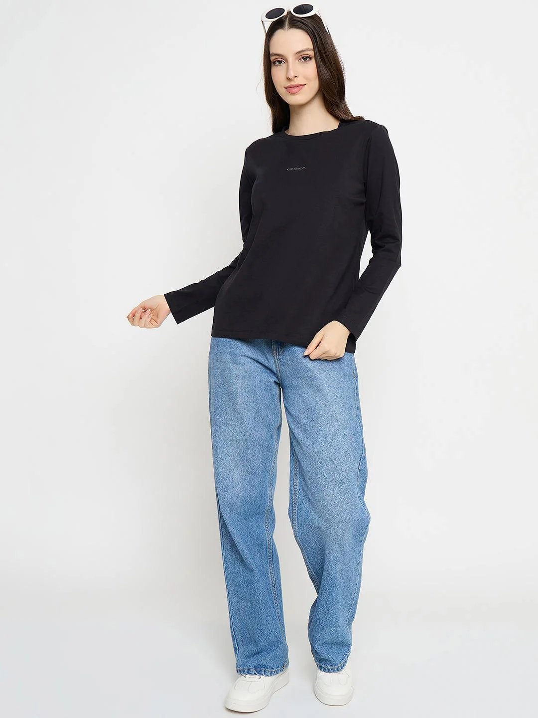 Madame Ombre Black Cotton Blend Top - Image 2