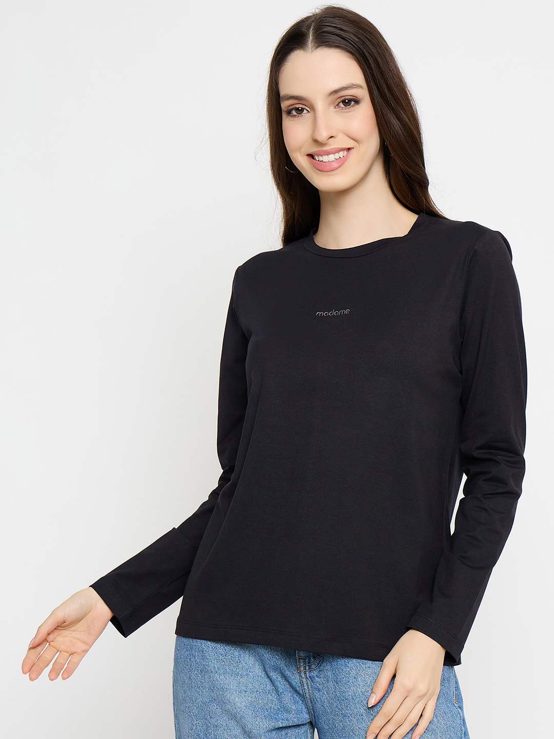 Madame Ombre Black Cotton Blend Top - Image 3