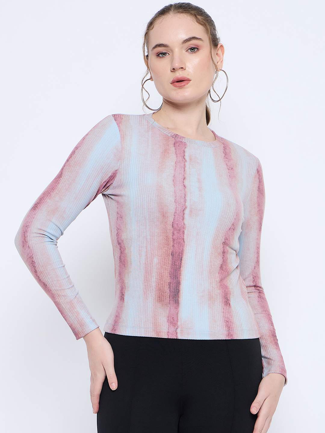 Madame Abstract Print Crew Neck Loose Fit Rust Top - Image 3