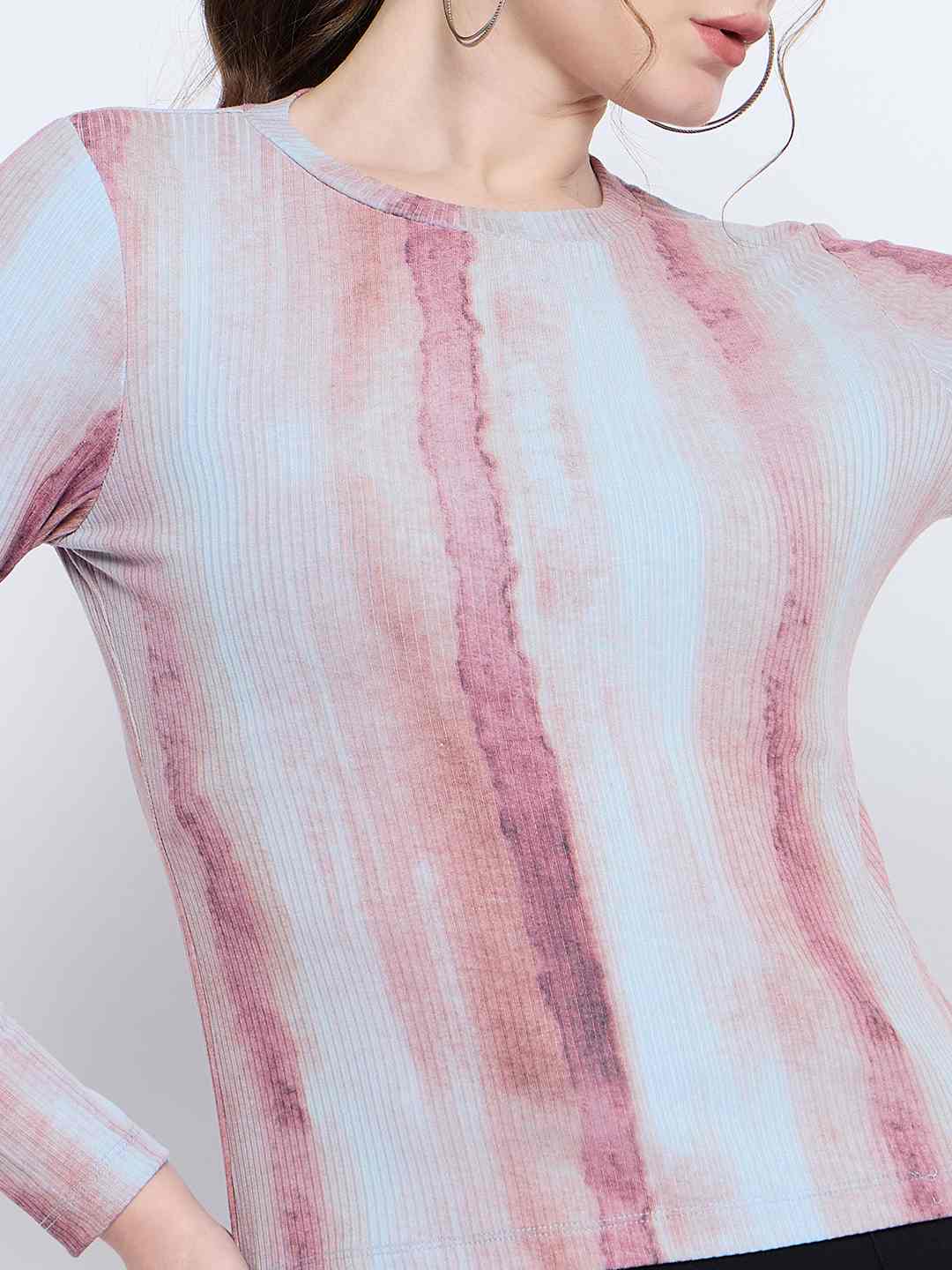Madame Abstract Print Crew Neck Loose Fit Rust Top - Image 7