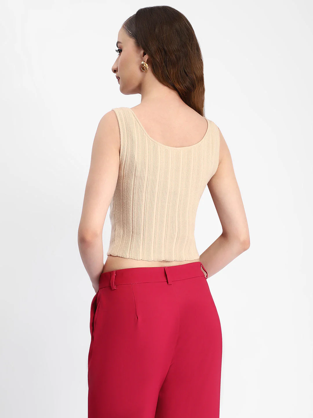Madame Beige Sleeveless Knit Top - Image 5