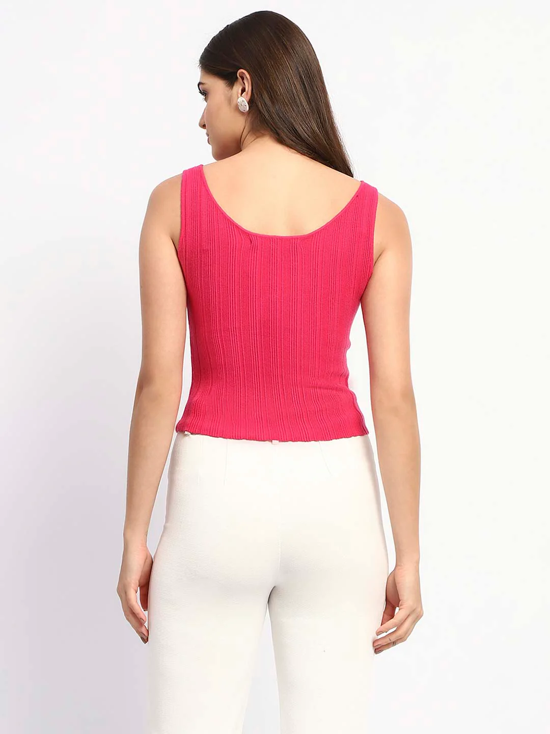 Madame Hot Pink Sleeveless Knit Top - Image 5