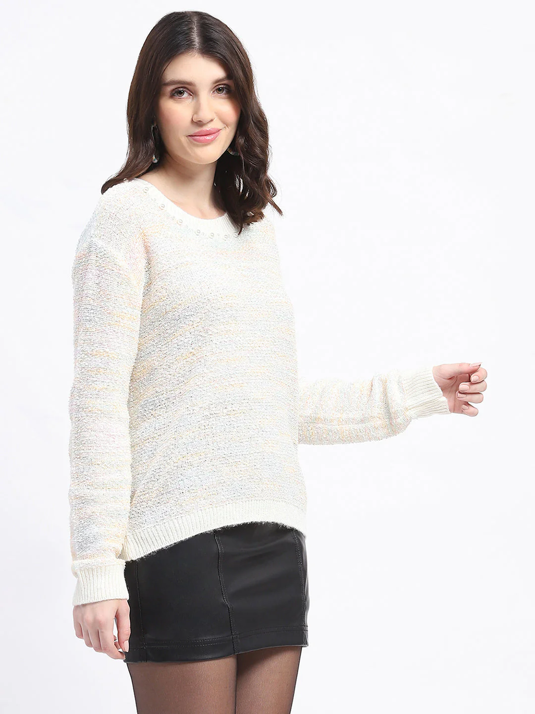 Madame Knit Crew Neck Multicolor Sweater - Image 4