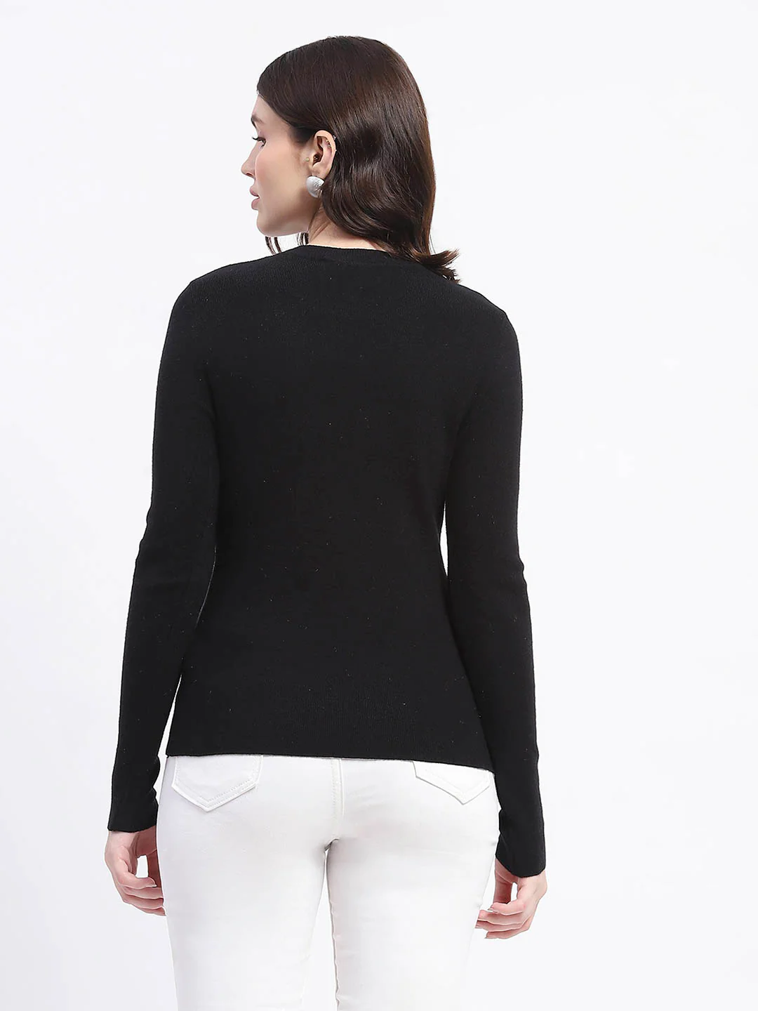 Madame Embellishment Adorned Black Knitted Top - Image 4