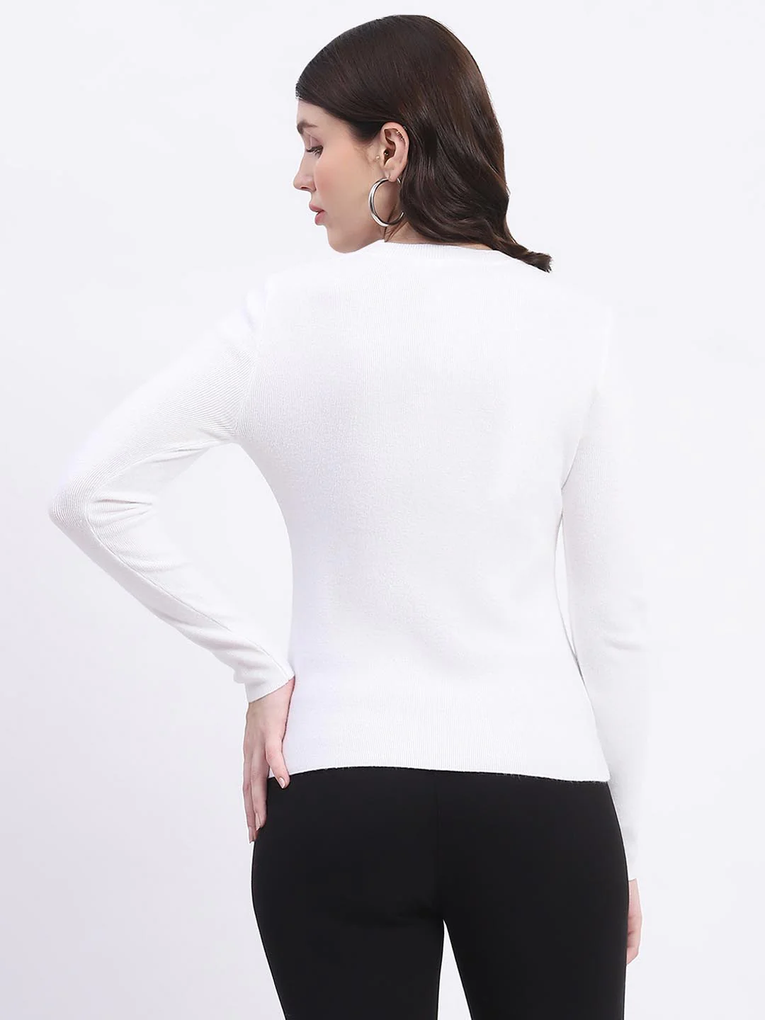 Madame Embellishment Adorned Off White Knitted Top - Image 4
