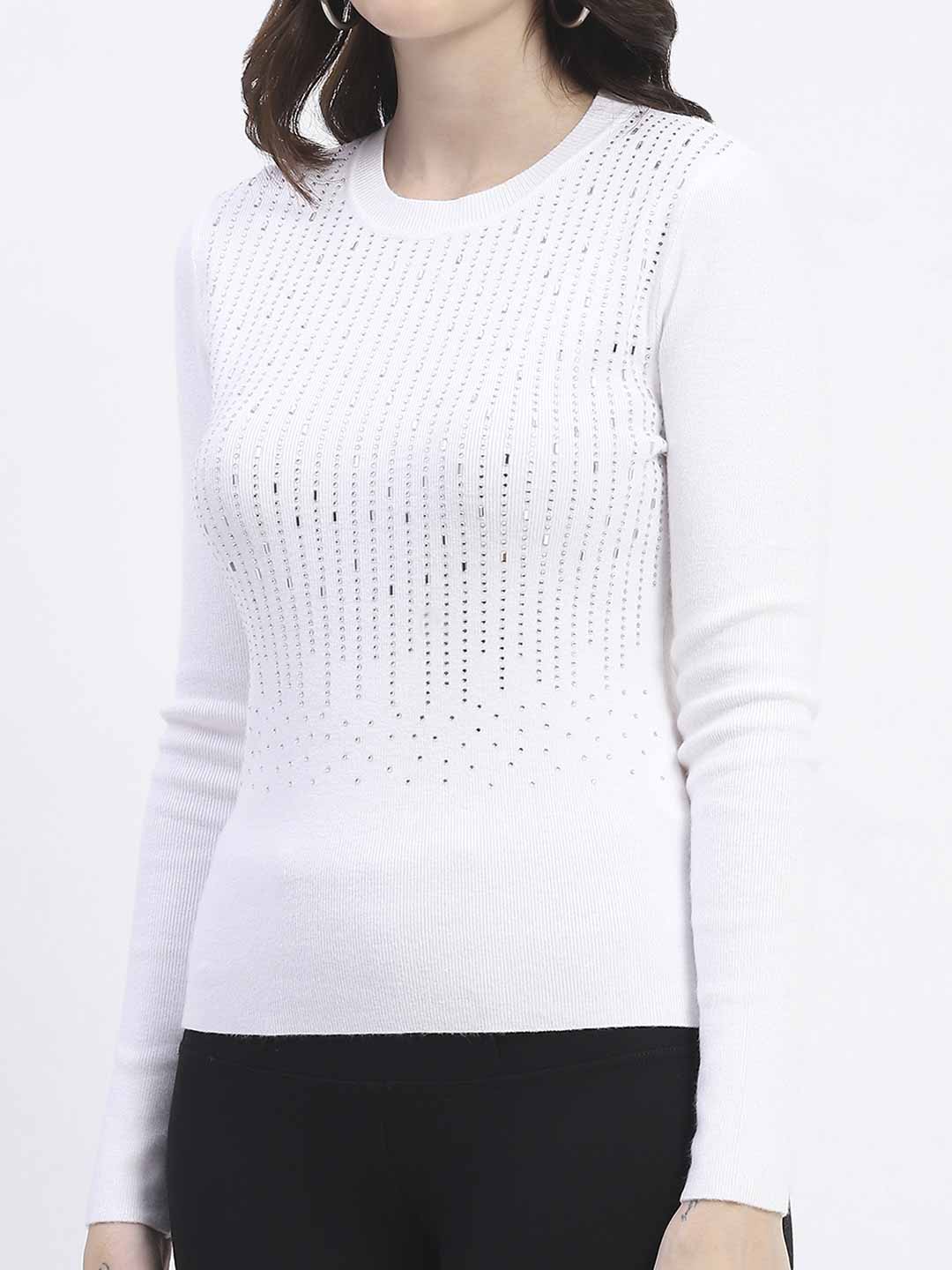 Madame Embellishment Adorned Off White Knitted Top - Image 7