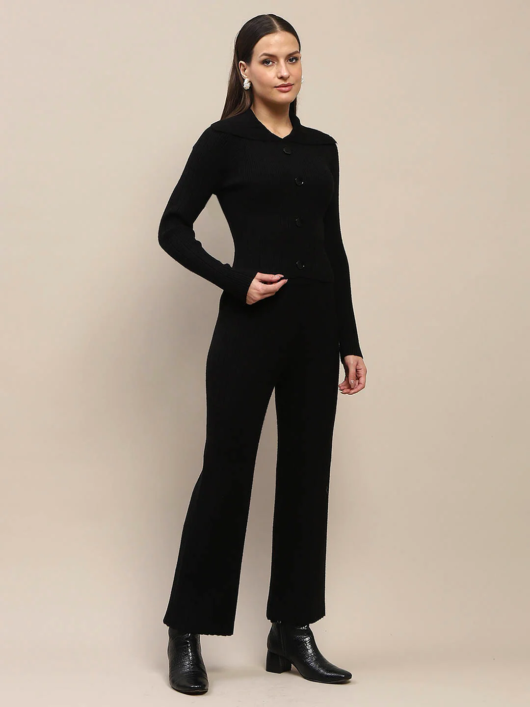 Madame Black Knitted Top and Bottom Co-Ord Set - Image 4