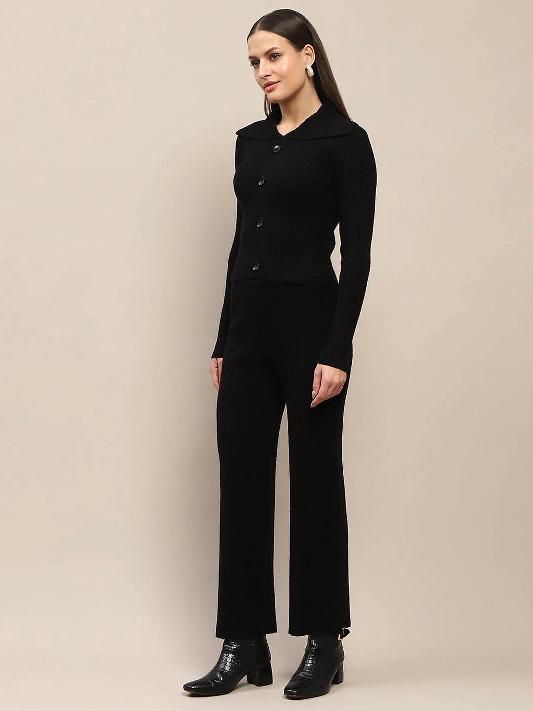 Madame Black Knitted Top and Bottom Co-Ord Set - Image 5