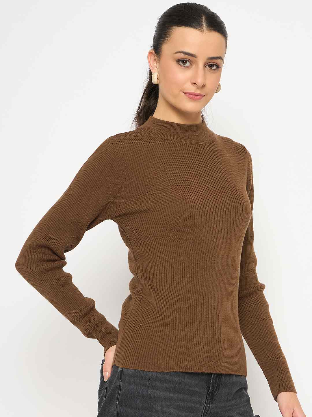 Madame Mock Neck Coffee Brown Skeeve - Image 4