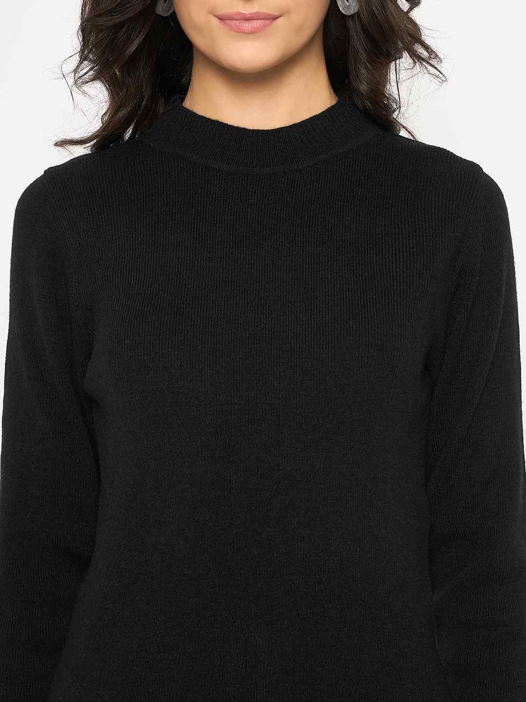 Madame Mock Neck Solid Acrylic Black Skeeve - Image 7